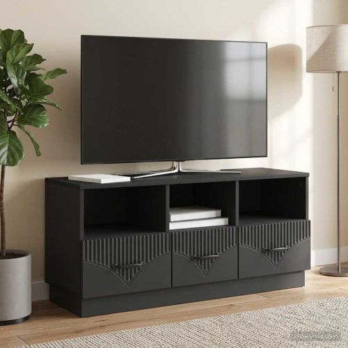 ТВ шкаф с чекмедже Черно 102 x 34,5 x 47 см Инженерна дървесина