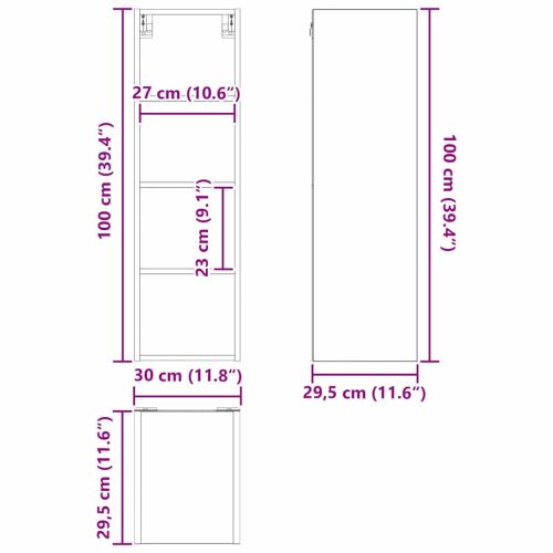 Висящ шкаф Димян дъб 30 x 29,5 x 100 см Инженерно дърво