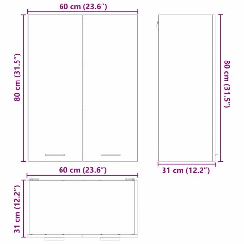 Висящ шкаф с врата Черния дъб 60 x 31 x 80 см Инженерно дърво