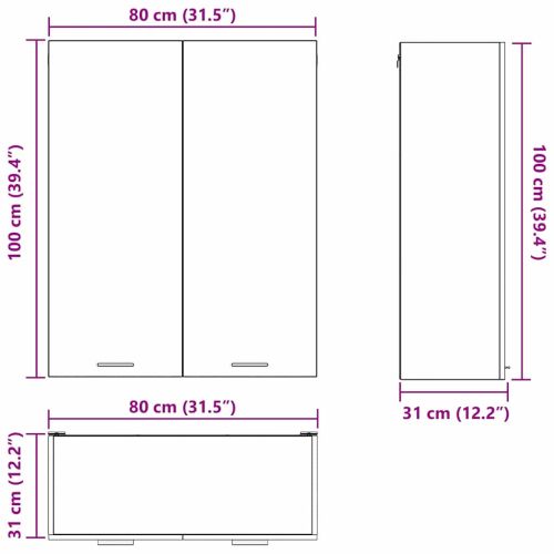 Висящ шкаф с врата Димян дъб 80 x 31 x 100 см Инженерно дърво