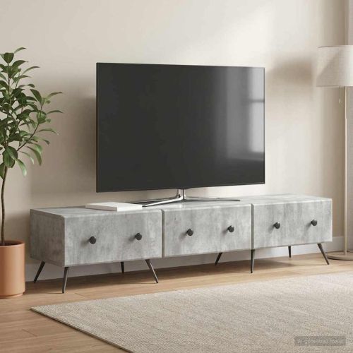ТВ шкаф Бетонно сиво 147 x 34,5 x 30 см Инженерна дървесина