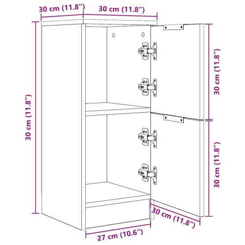 Служебен шкаф 2 pcs Черния дъб 30 x 30 x 70 см Инженерно дърво