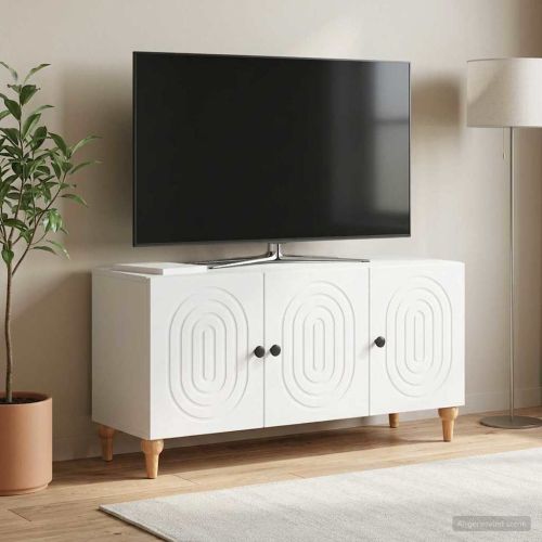 ТВ шкаф Бяло 99 x 34,5 x 50 см Инженерна дървесина