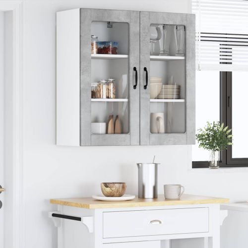 Стенен стъклен шкаф LUCCA 2 pcs Бетонно сиво 40 x 31 x 80 см
