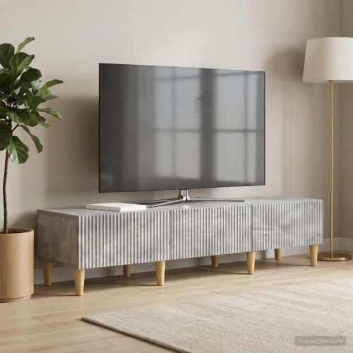 ТВ шкаф Бетонно сиво 147 x 34,5 x 30 см Инженерна дървесина