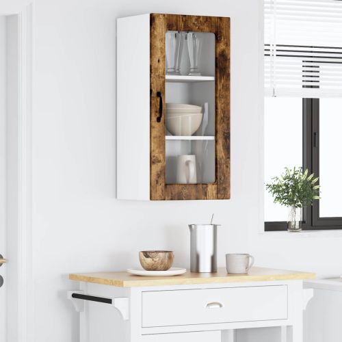 Стенен стъклен шкаф LUCCA 2 pcs Опушен дъб 40 x 31 x 80 см