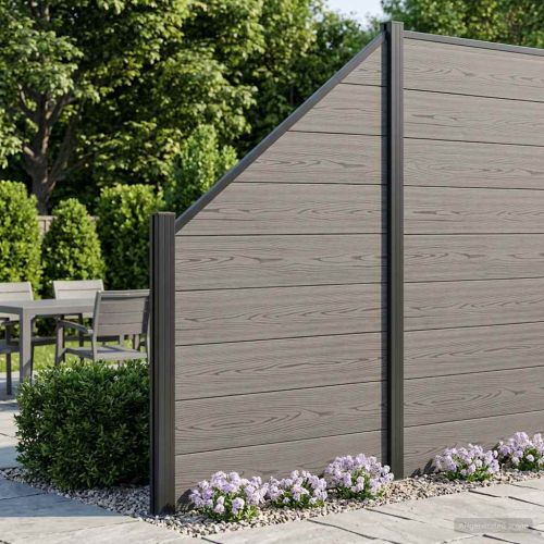 Комплект ограда 9 pcs 1484 x 186 см WPC и алуминий Сиво