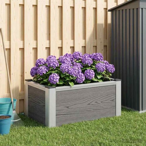 Градинска повдигната леха Сиво 50 x 30 x 22 см WPC и алуминий