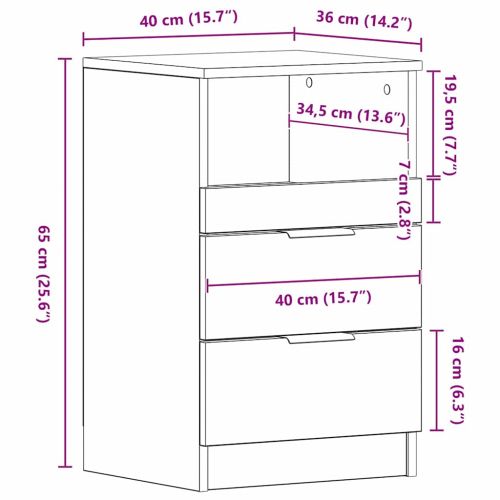 Нощен шкаф 2 pcs Черния дъб 40 x 35 x 65 см Инженерно дърво