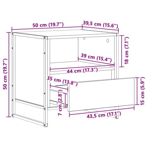 Нощно шкафче Сив Сонома 50 x 39,5 x 50 см Инженерно дърво