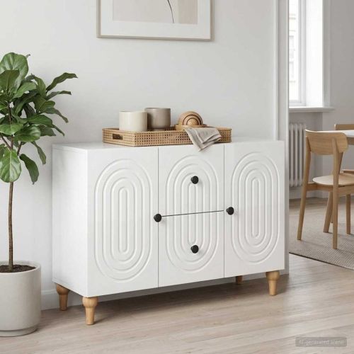 ТВ шкаф Бял гланц 89 x 34,5 x 60 см Инженерна дървесина