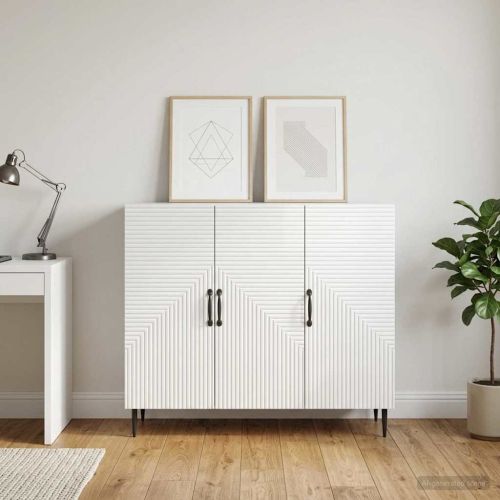 Служебен шкаф Бял гланц 89 x 34,5 x 80 см Инженерна дървесина