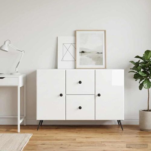 Служебен шкаф Бял гланц 89 x 34,5 x 60 см Инженерна дървесина