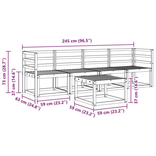 Комплект дивани за открито 5 pcs Бяло 59 x 59 x 37 см