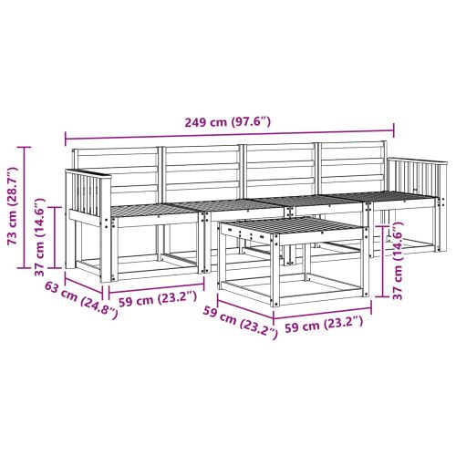Комплект дивани за открито 5 pcs Бяло 59 x 59 x 37 см