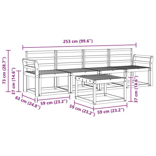 Комплект дивани за открито 5 pcs Бяло 59 x 59 x 37 см