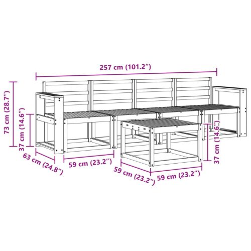 Комплект дивани за открито 5 pcs Бяло 59 x 59 x 37 см