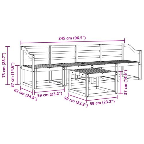 Комплект дивани за открито 5 pcs Бяло 59 x 59 x 37 см
