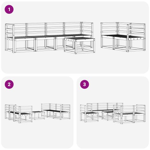 Комплект дивани за открито 7 pcs Бяло 59 x 59 x 37 см