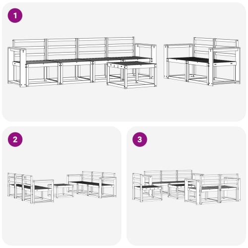 Комплект дивани за открито 7 pcs Бяло 59 x 59 x 37 см