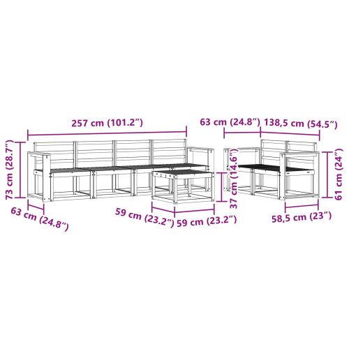 Комплект дивани за открито 7 pcs Бяло 59 x 59 x 37 см