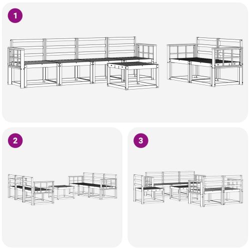 Комплект дивани за открито 7 pcs Бяло 59 x 59 x 37 см