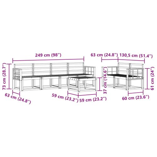 Комплект дивани за открито 7 pcs Бяло 59 x 59 x 37 см