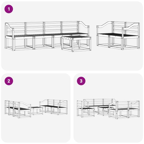 Комплект дивани за открито 7 pcs Бяло 59 x 59 x 37 см