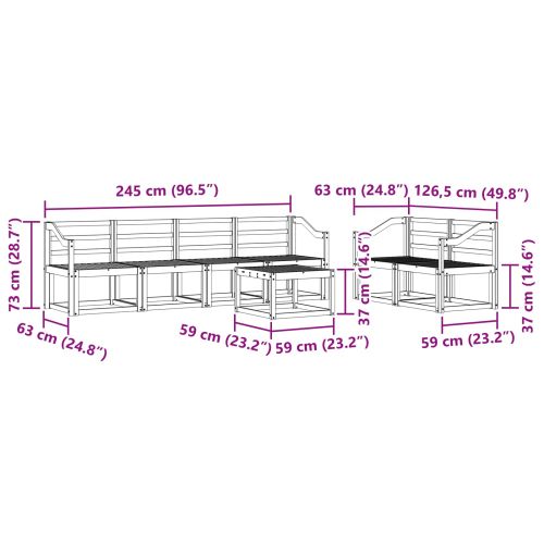 Комплект дивани за открито 7 pcs Бяло 59 x 59 x 37 см