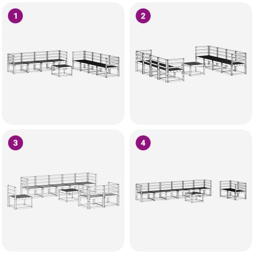 Комплект дивани за открито 9 pcs Бяло 59 x 59 x 37 см