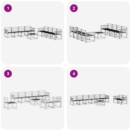 Комплект дивани за открито 9 pcs Бяло 59 x 59 x 37 см