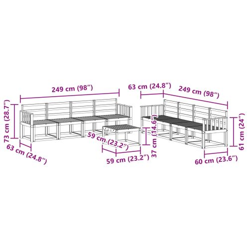 Комплект дивани за открито 9 pcs Бяло 59 x 59 x 37 см