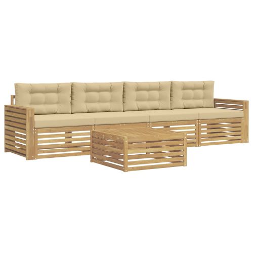 Комплект дивани за открито 5 pcs Бяло и Бежово