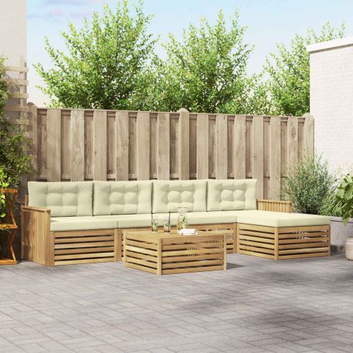 Комплект дивани за открито 6 pcs Бяло и кремаво 79 x 79 x 37 см