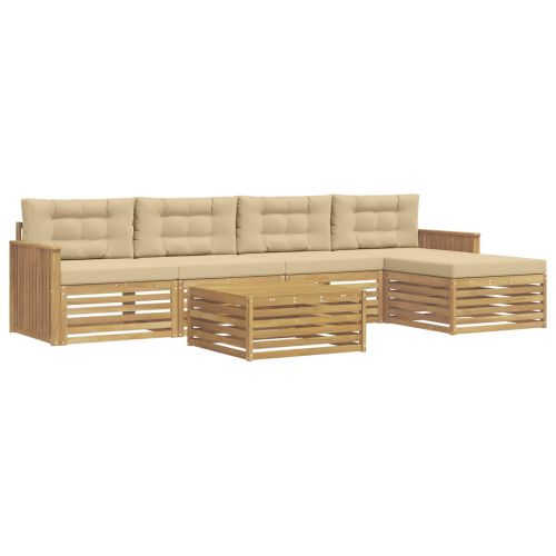 Комплект дивани за открито 6 pcs Бяло и Бежово 79 x 79 x 37 см