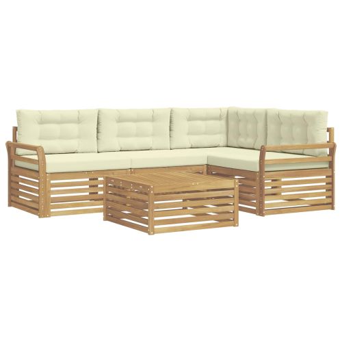 Комплект дивани за открито 5 pcs Бяло и кремаво 79 x 79 x 37 см