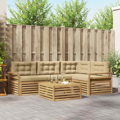 Комплект дивани за открито 5 pcs Бяло и Бежово 79 x 79 x 37 см
