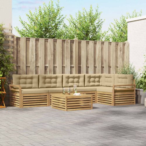 Комплект дивани за открито 6 pcs Бяло и Бежово 79 x 79 x 37 см