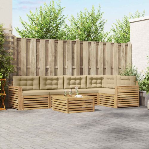 Комплект дивани за открито 6 pcs Бяло и Бежово 79 x 79 x 37 см