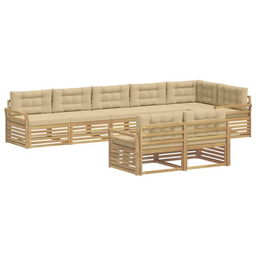 Комплект дивани за открито 8 pcs Бяло и Бежово