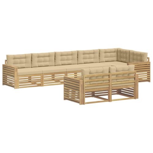 Комплект дивани за открито 8 pcs Бяло и Бежово