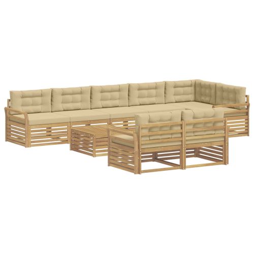 Комплект дивани за открито 9 pcs Бяло и Бежово 79 x 79 x 37 см