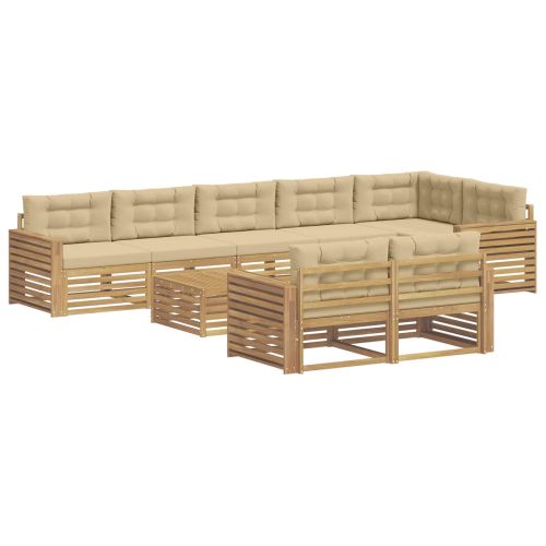 Комплект дивани за открито 9 pcs Бяло и Бежово 79 x 79 x 37 см