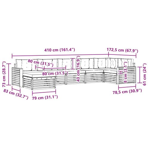 Комплект дивани за открито с възглавница 7 pcs Бяло и антрацит