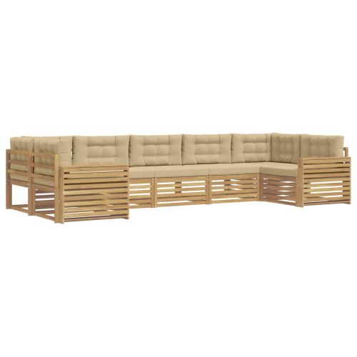 Комплект дивани за открито 7 pcs Бяло и Бежово