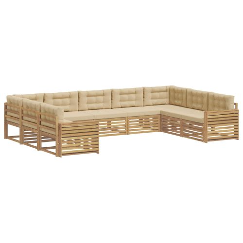 Комплект дивани за открито 9 pcs Бяло и Бежово