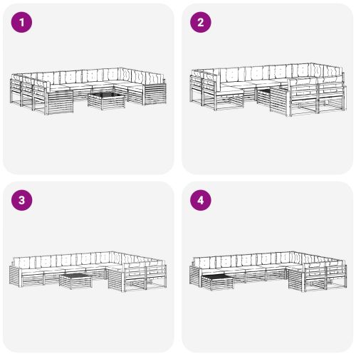 Комплект дивани за открито 10 pcs Бяло и антрацит