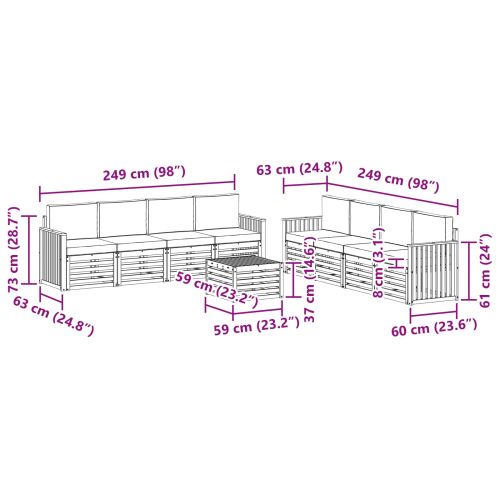 Комплекти дивани 9 pcs Бяло и антрацит 59 x 59 x 37 см
