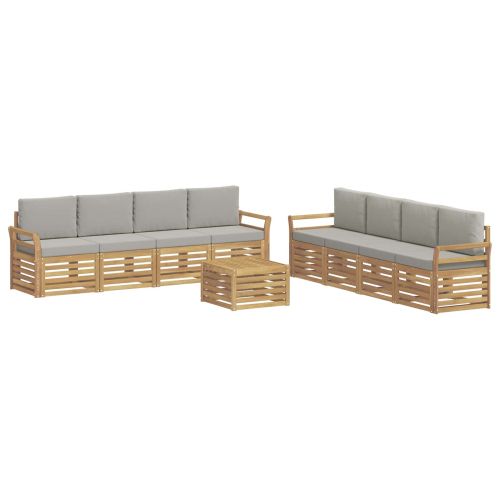 Комплекти дивани 9 pcs Бяло и светлосиво 59 x 59 x 37 см