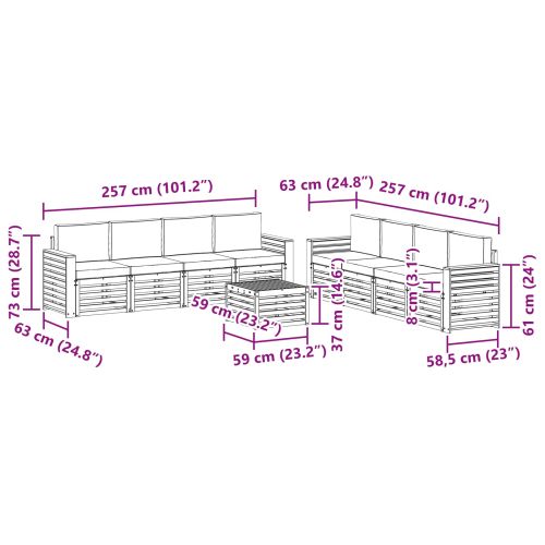 Комплекти дивани 9 pcs Бяло и антрацит 59 x 59 x 37 см